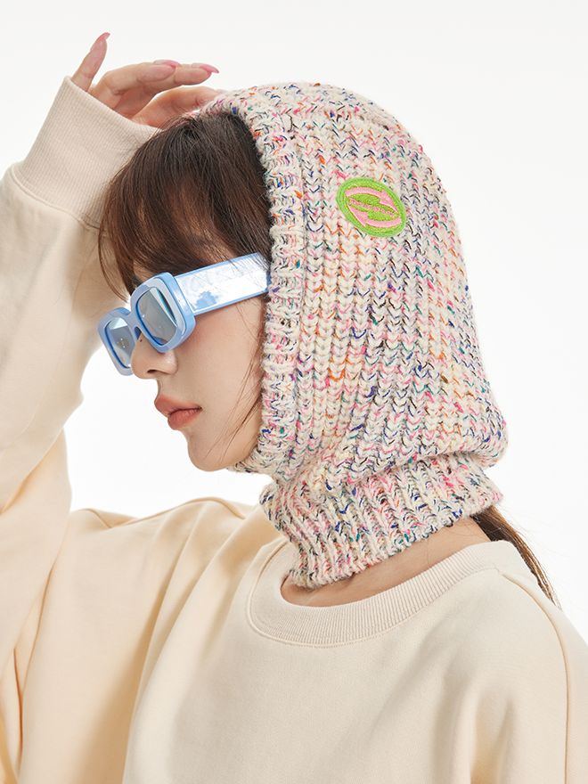 Knit Mix-color Balaclava-Cap