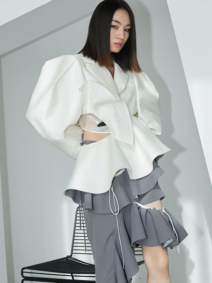 Ruffle Side-Cut Nichi Peplum Jacket