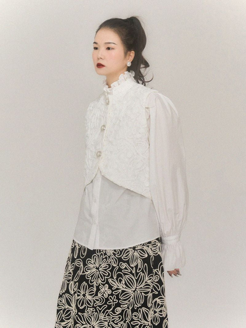 Elizabeth-Collar Stand-Collar Classical Blouse