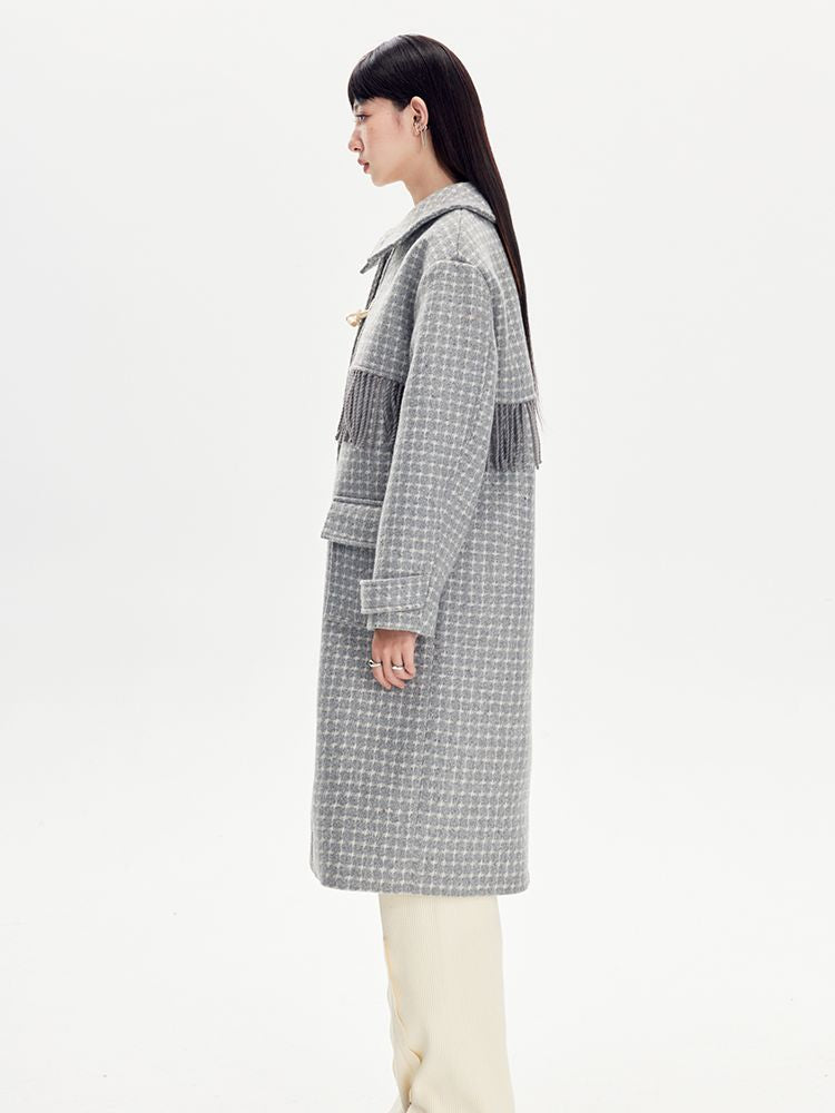 Tassel Checked Plain Long Stenkler-Coat