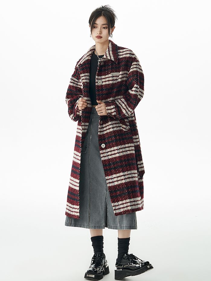 CHECKED LONG RETRO STENKLER-COAT