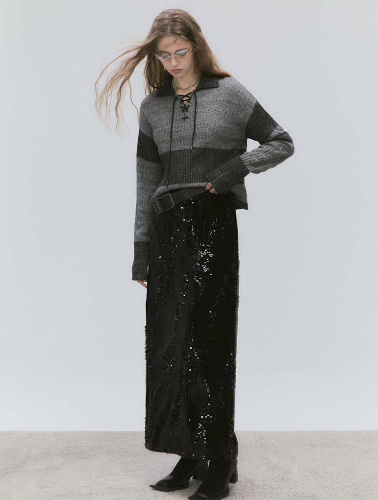 Chain Sequin LUSTER TOPS &amp; LONG-SKIRT