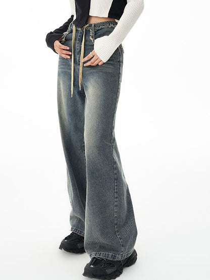 Vintage Faded Wide Denim Pants