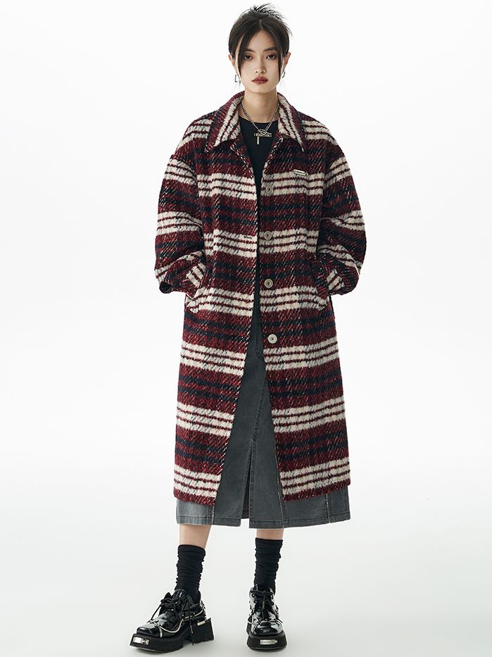 Checked Long Retro Stenkler-Coat