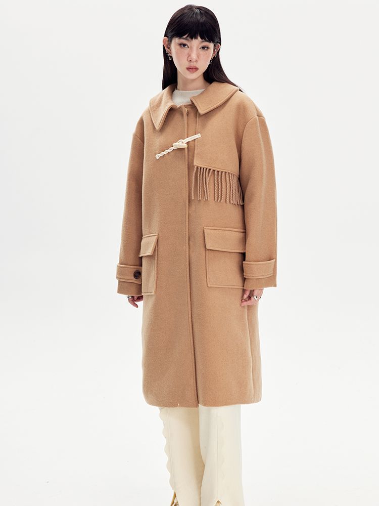 Tassel Checked Plain Long Stenkler-Coat