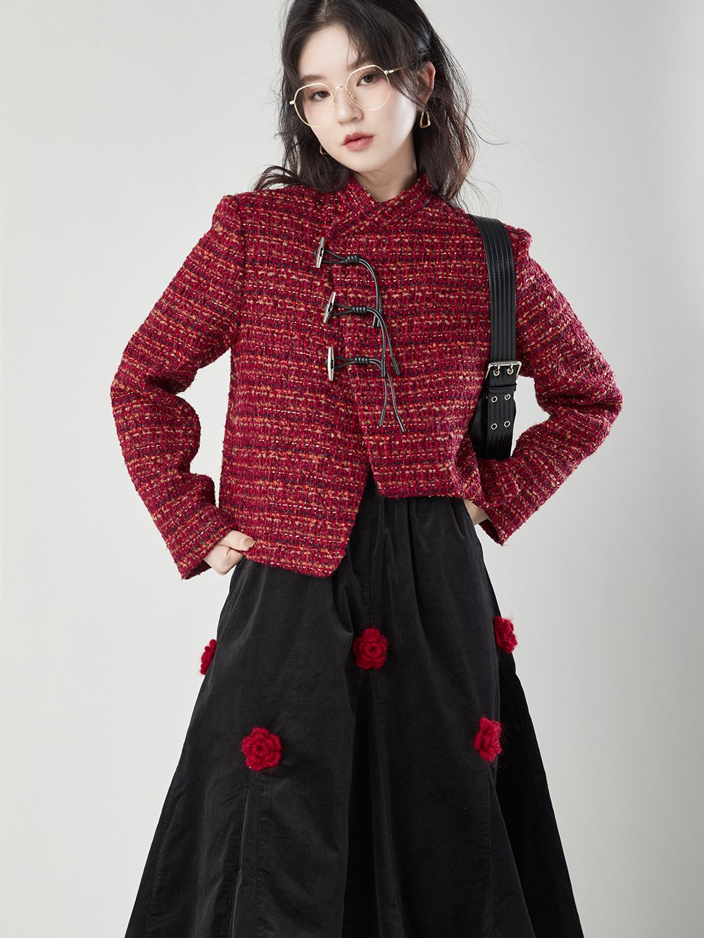 Tweed -Asymmetrie klassische Jacke