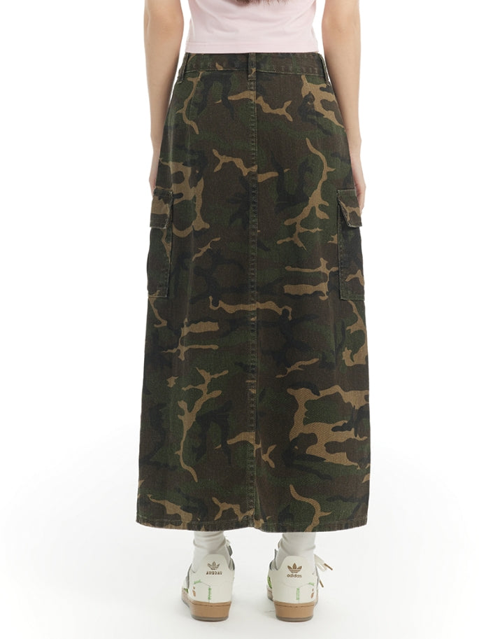 Camouflage Long Wild Slit Jupe