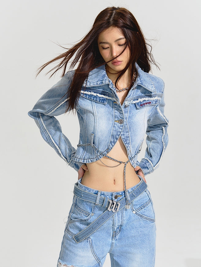 Cropped Casual gutaussehende Denim-Tops