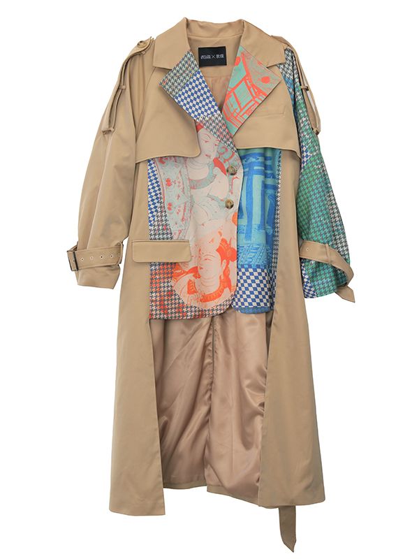 Nichi Long Patchwork Trench-Coat