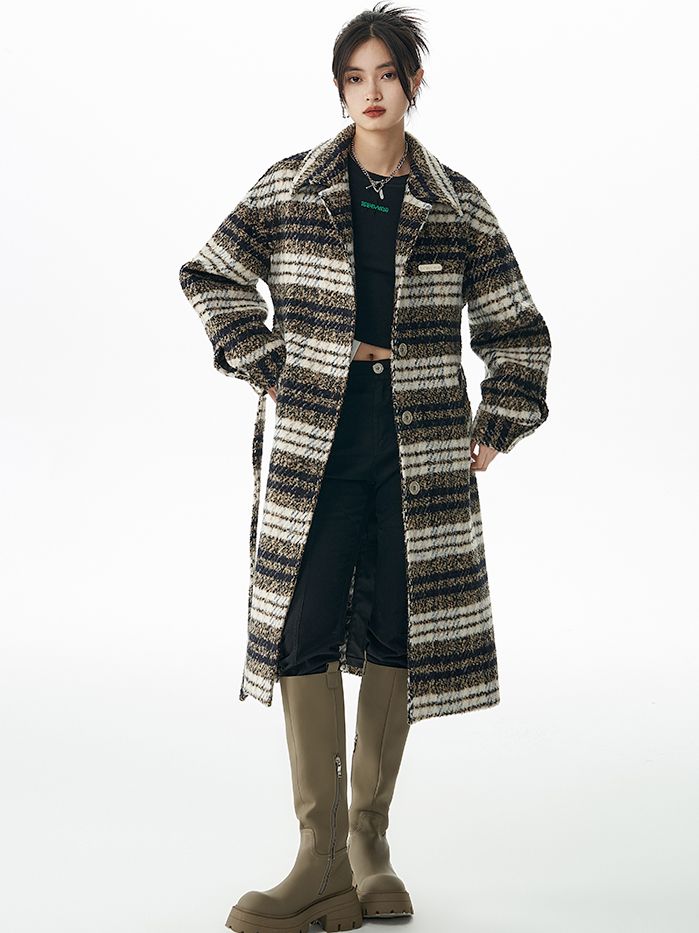 Checked Long Retro Stenkler-Coat