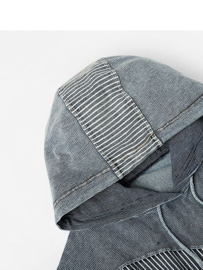 Stripe Long Denim Sweat à capuche unique