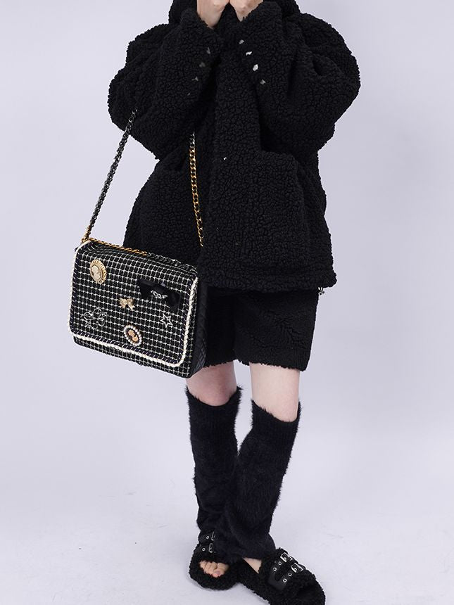 2WAY CHAIN ​​CHECKED LARGE CUTE BAG