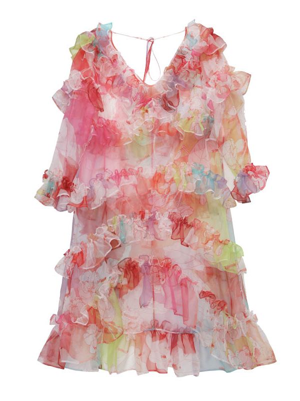 Flower Ruffle See-Through ONE-PIECE