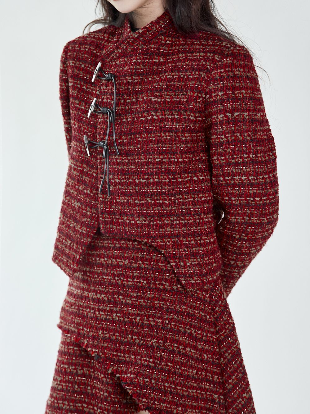 Tweed -Asymmetrie klassische Jacke