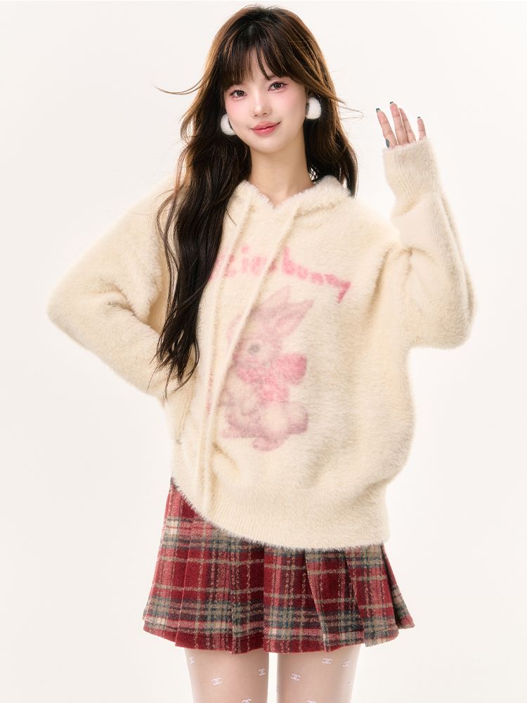 Knit Rabbit FUR HOODIE LOOSE PARKA