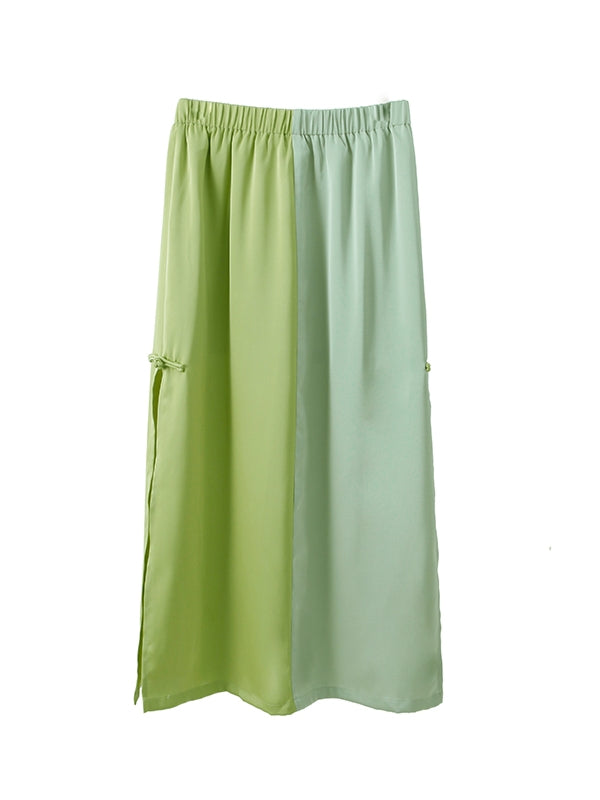 Bi-color Nichi Slit Long-Skirt