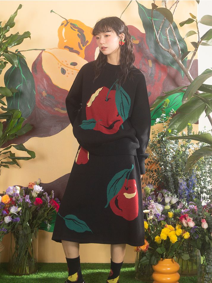 Apple Nichi Retro Knit Tops &amp; Skirt