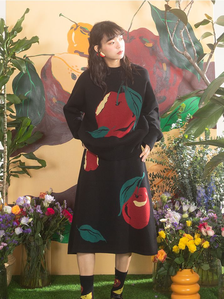 Apple Nichi Retro Knit Tops &amp; Skirt