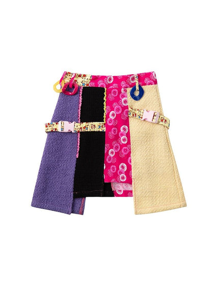 Unique Nichi Patchwork Conspicuous Pop Skirt