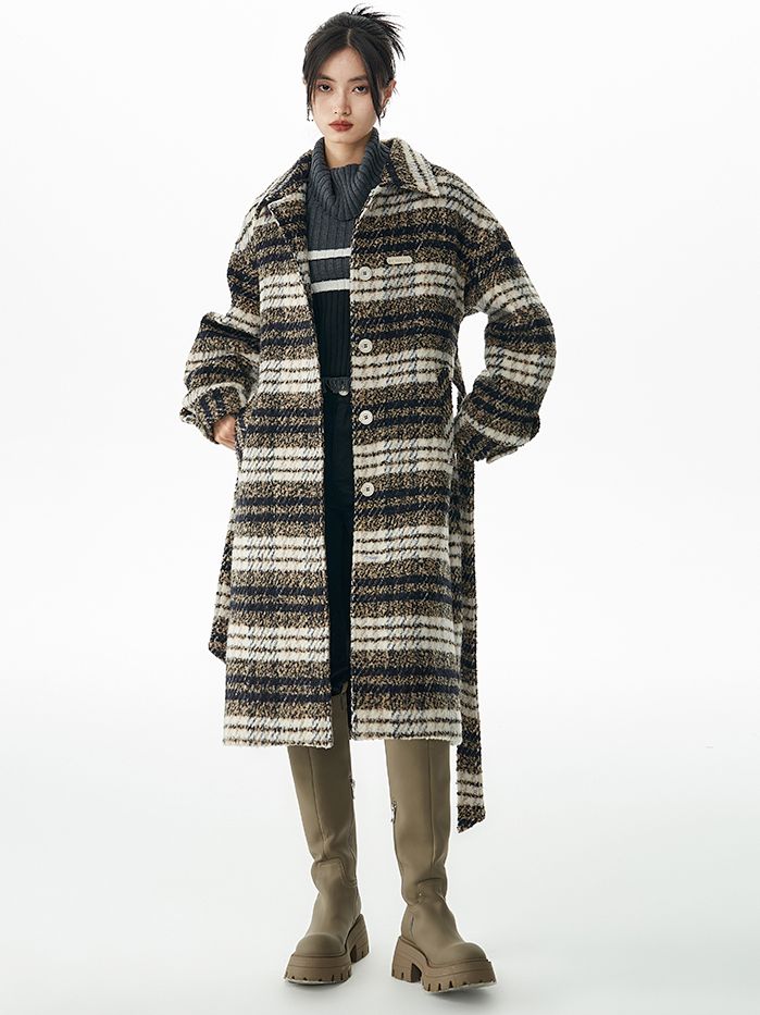 Checked Long Retro Stenkler-Coat