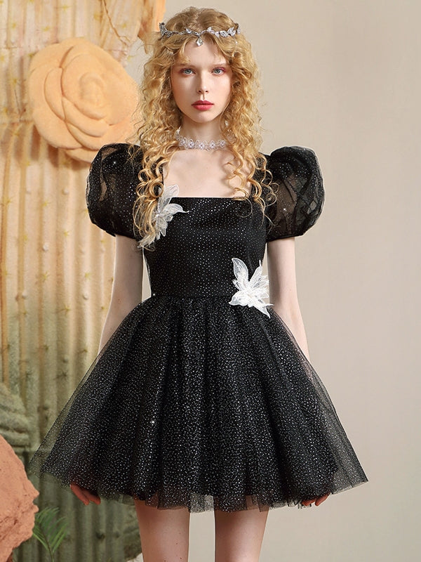 Princess Puff-Sleeve Ciffon a-line Sheer Dress – ARCANA ARCHIVE