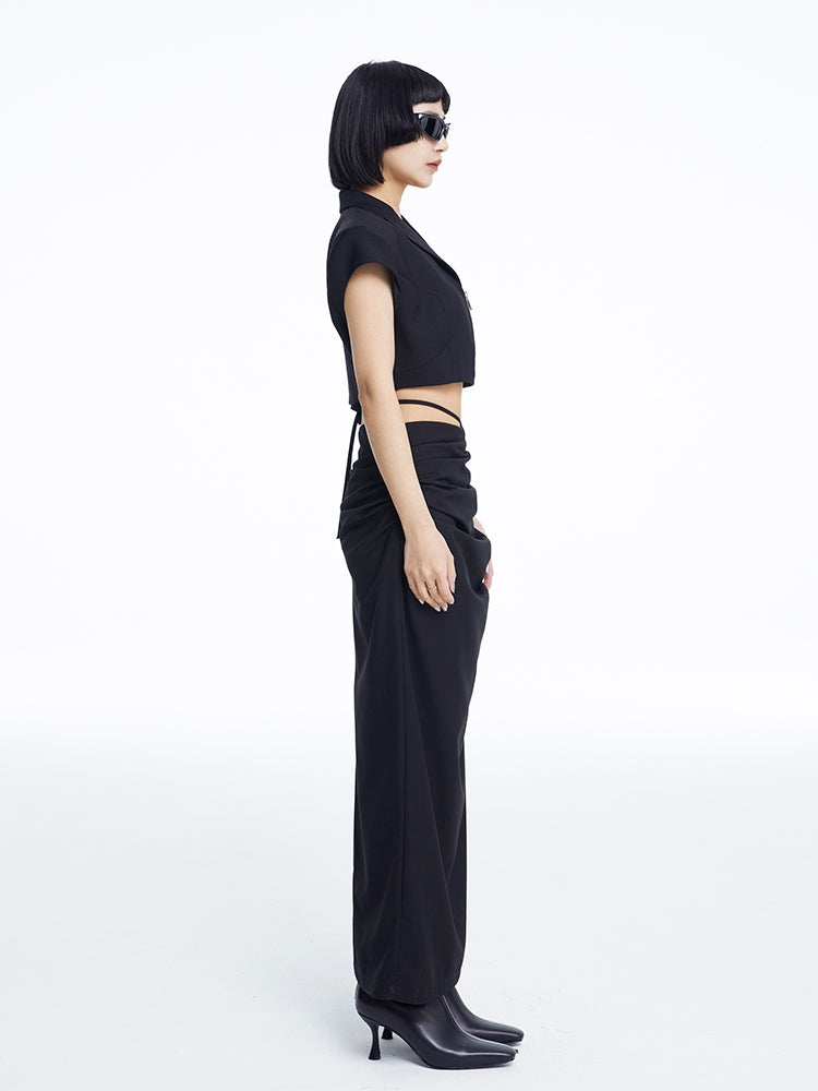 Drape i-Line Waist-Mark Long-Skirt