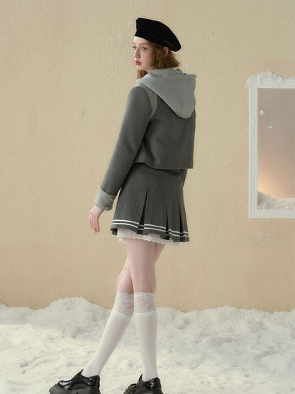 College Cute Retro Jacket＆Skirt