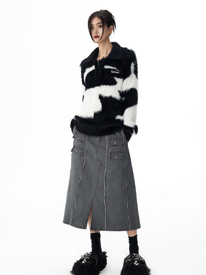 Random Mohair Monotone Knit