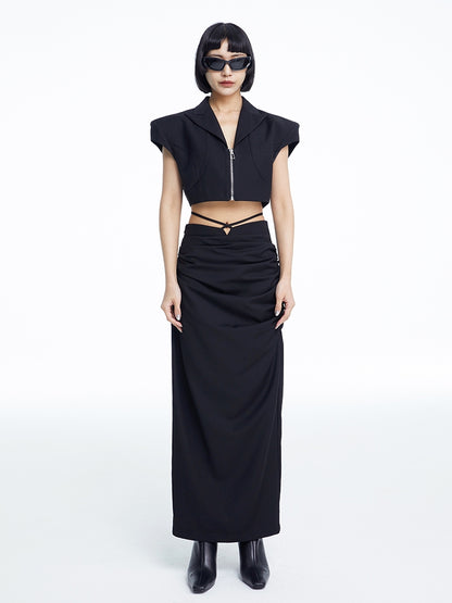 Drape i-Line Waist-Mark Long-Skirt