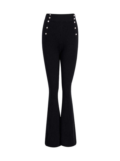 Bell-Bottom High-Waist Flare Trist Pants