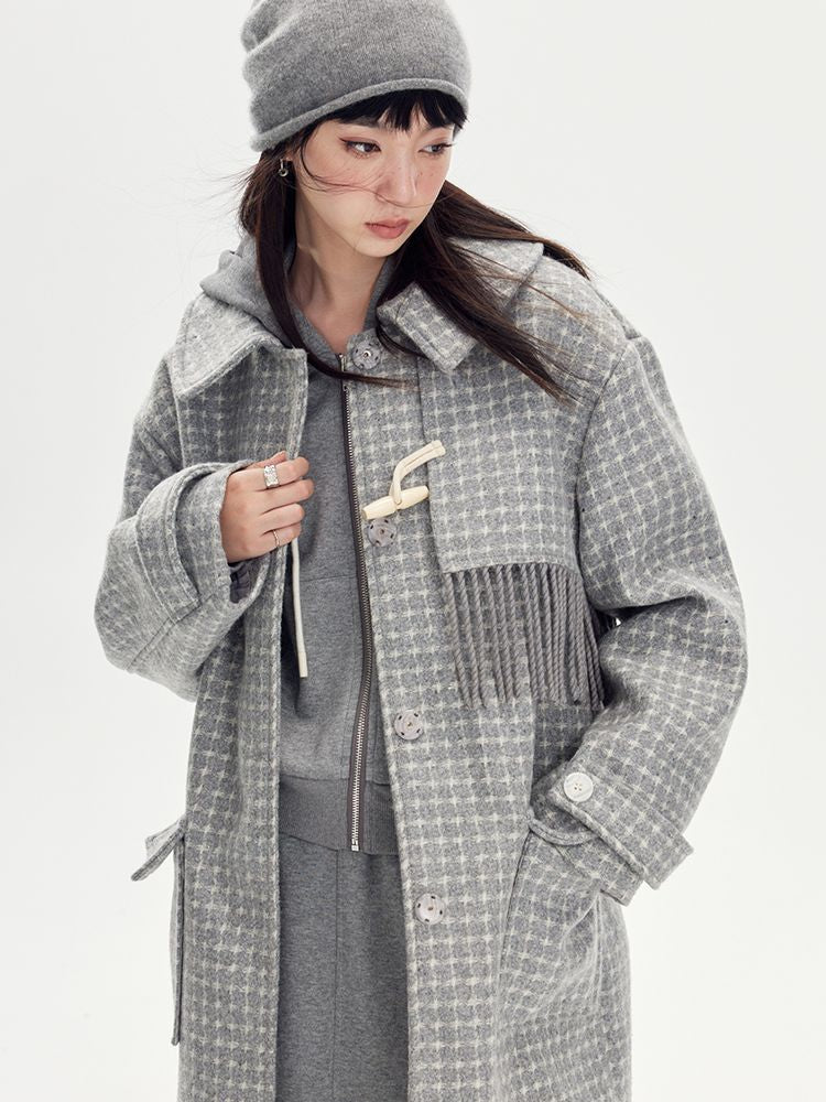 TASSEL CHECKED PLAIN LONG STENKLER-COAT