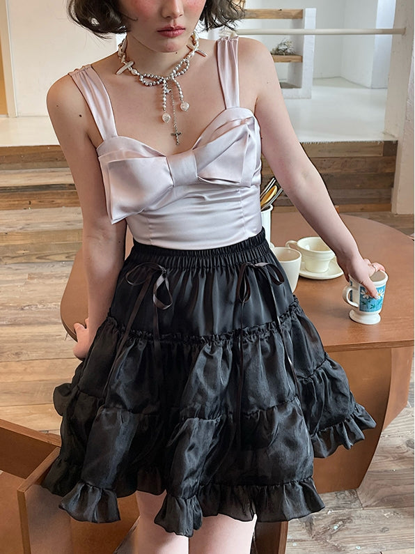 Glossy Satin Ribbon Sweet Camisole