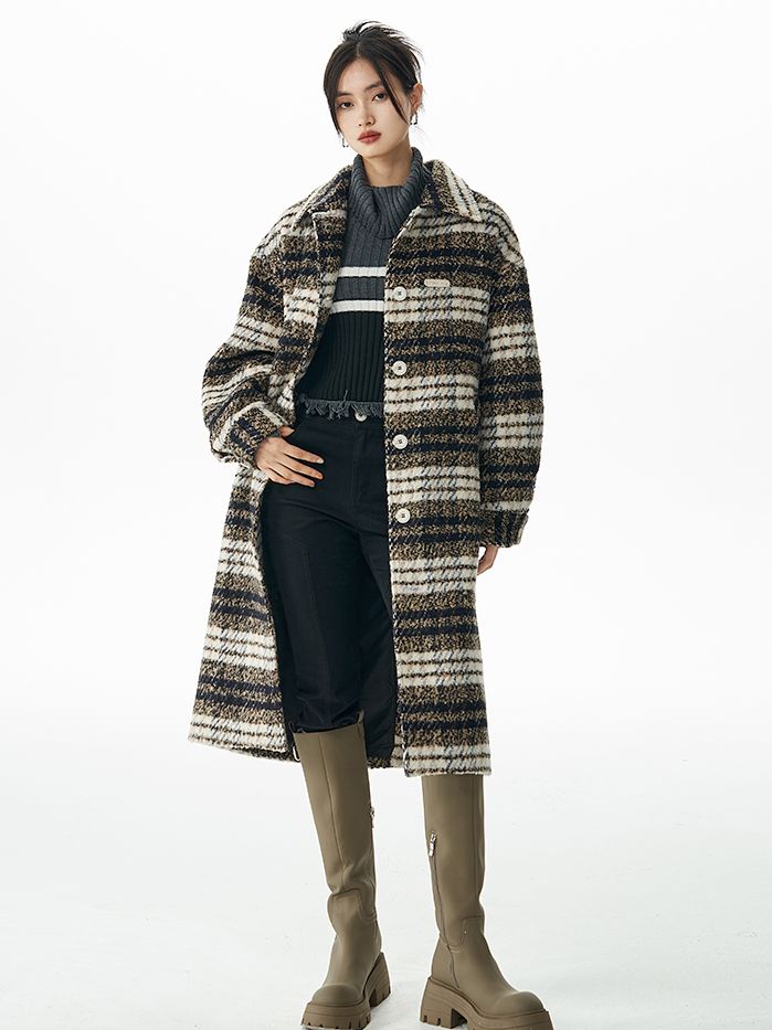 Checked Long Retro Stenkler-Coat