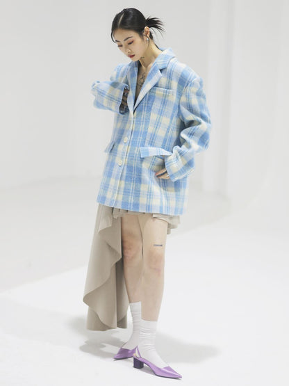 Checked Retro Wool Refreshing Short-COAT