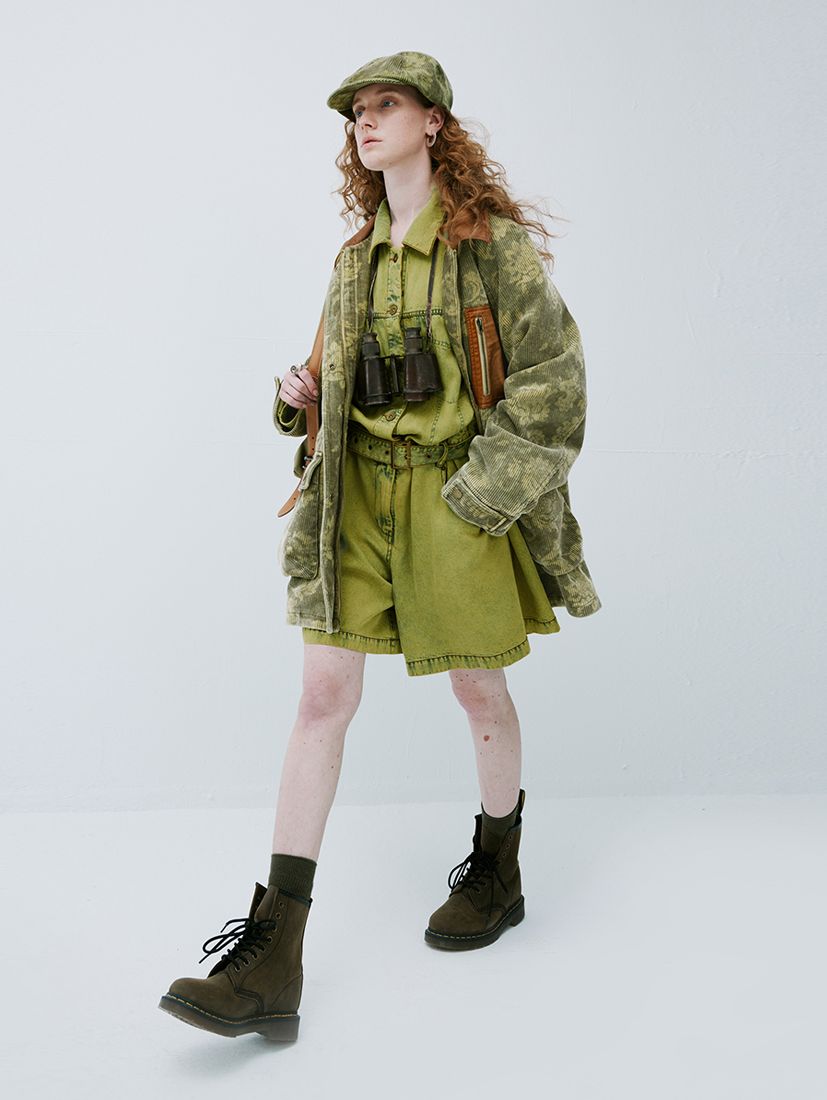 CORDUROY FLOWER CAMOUFLAGE RETRO OVERSIZE JACKET