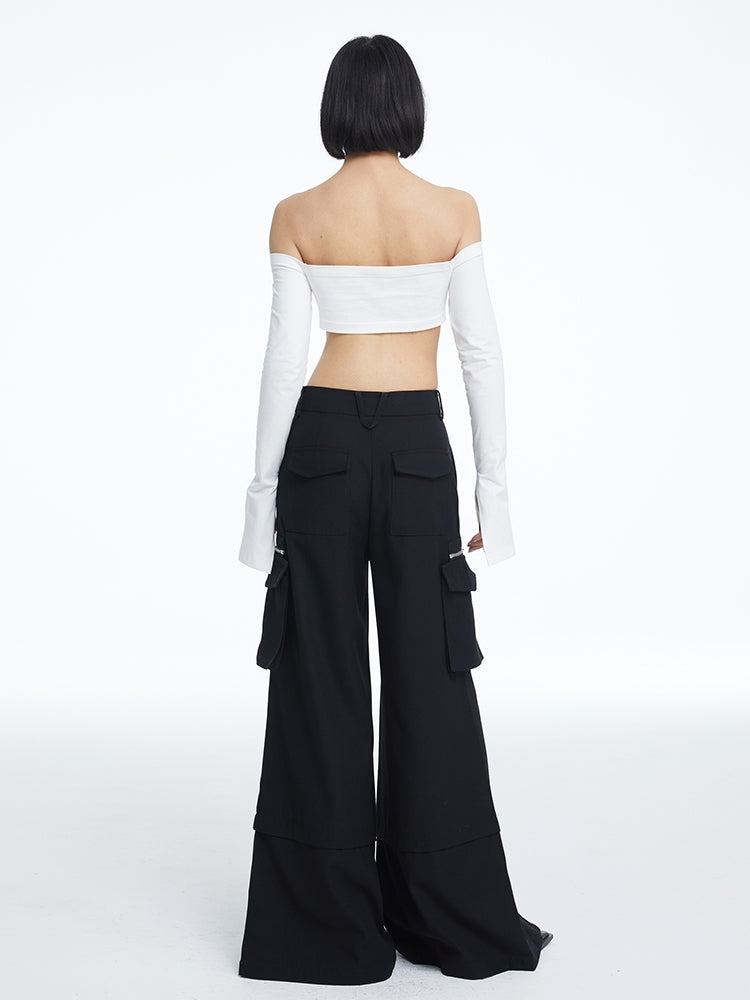 Side-Pocket Wide-Leg Handsome Cool Pants