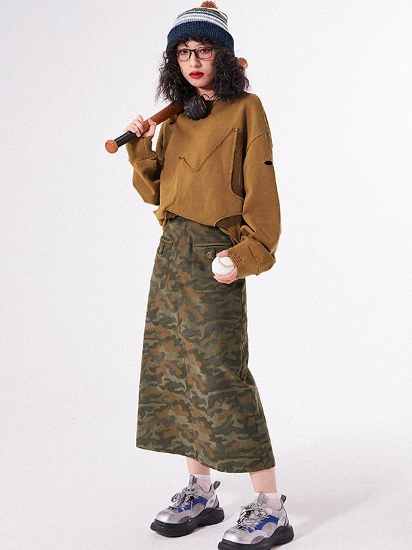 Camouflage Flare Casual Long-Rebkirt