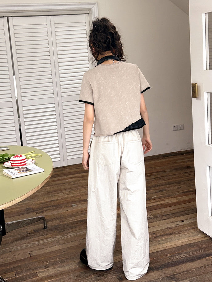 DRAWSTRING STRAIGHT LOOSE CASUAL CARGO-PANTS