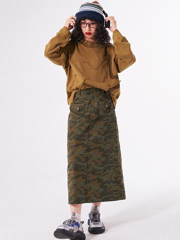 Camouflage Flare Casual Long-Rebkirt