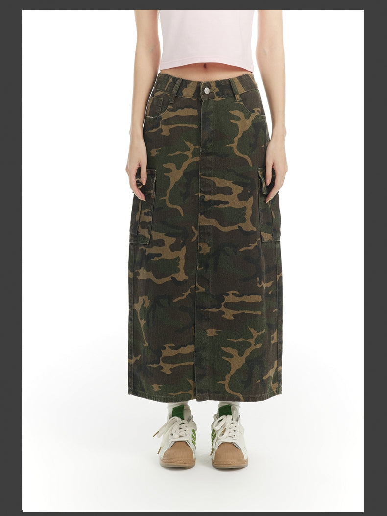 Camouflage Casual Retro Gaudy Long-Scirt