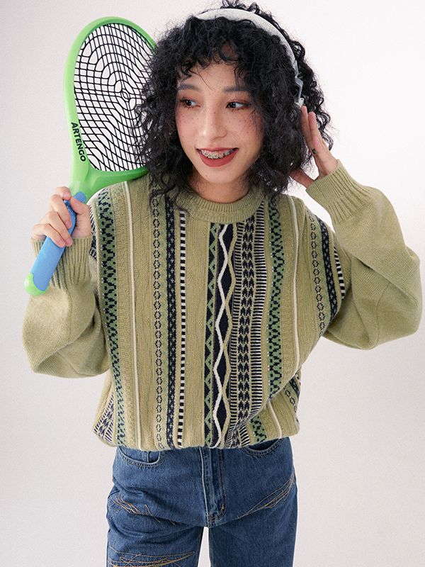 archive full decoration knit/rétro green