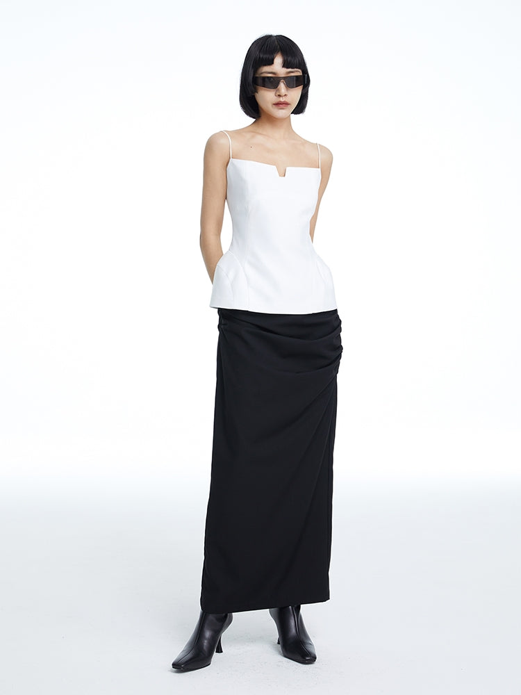 Drape i-Line Waist-Mark Long-Skirt