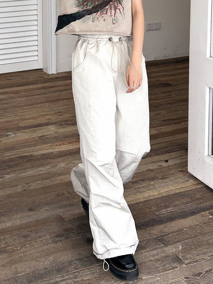 DRAWSTRING STRAIGHT LOOSE CASUAL CARGO-PANTS