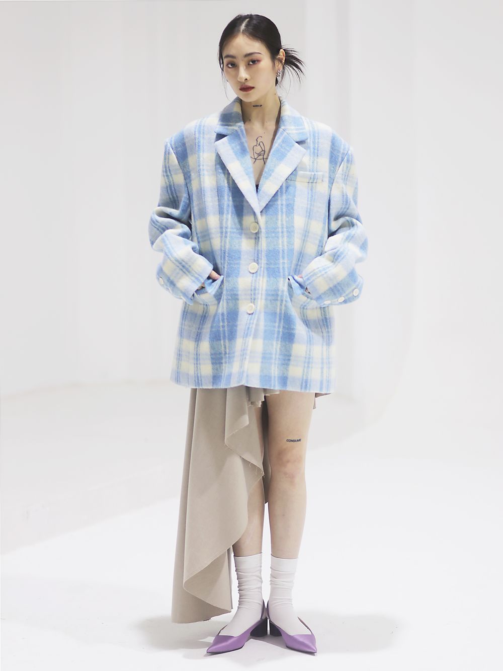 Checked Retro Wool Refreshing Short-Coat