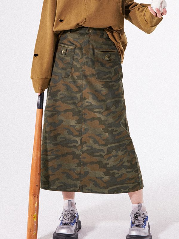 Camouflage Flare Casual Long-Rebkirt