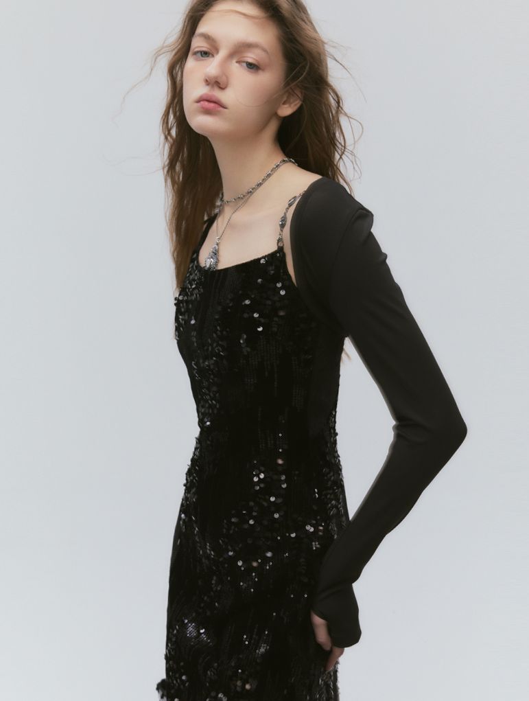 Chain Sequin Luster One-piece＆Arm-cover