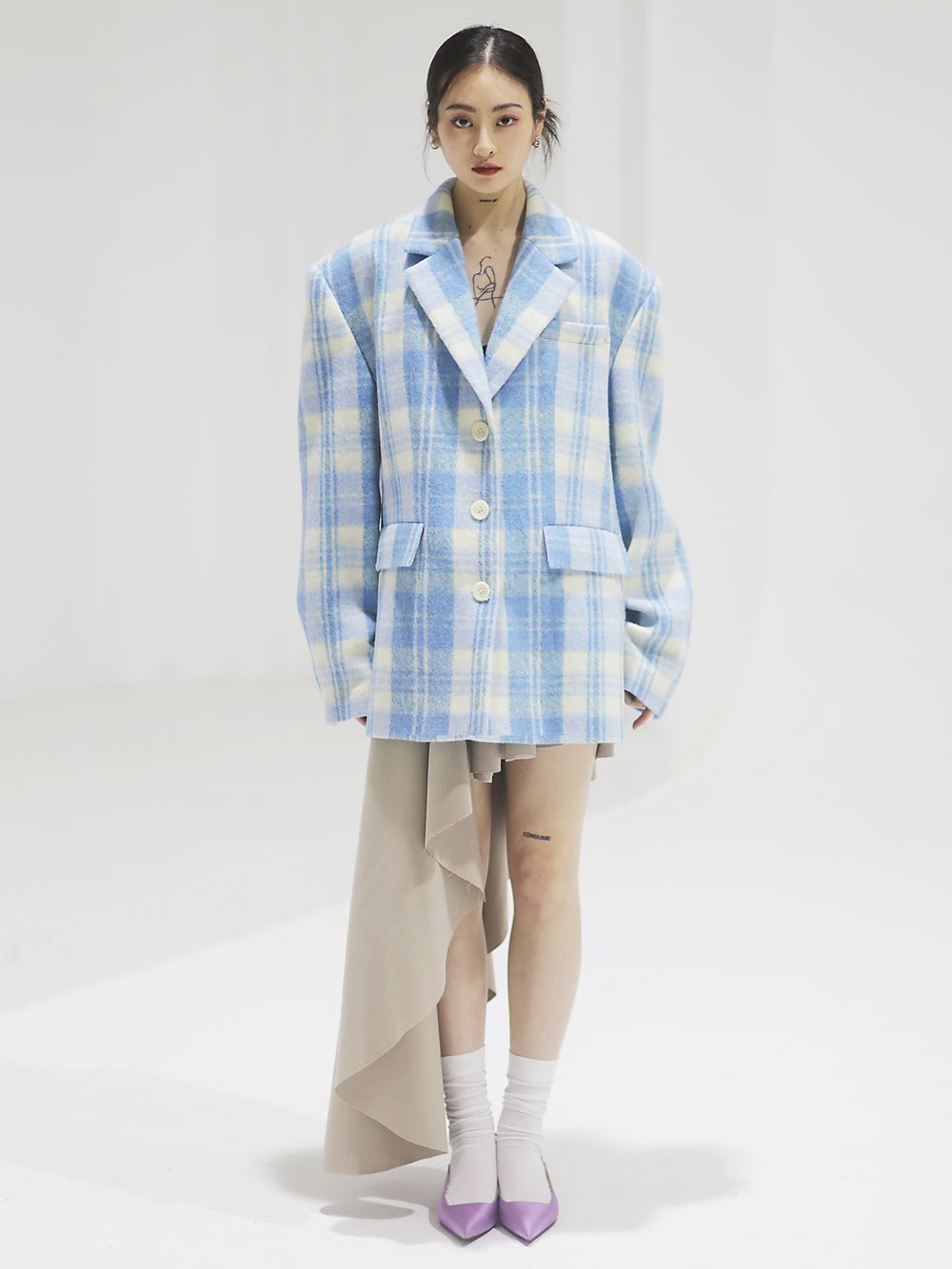 Checked Retro Wool Refreshing Short-COAT