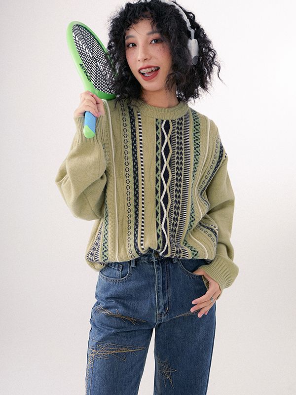archive full decoration knit/rétro green