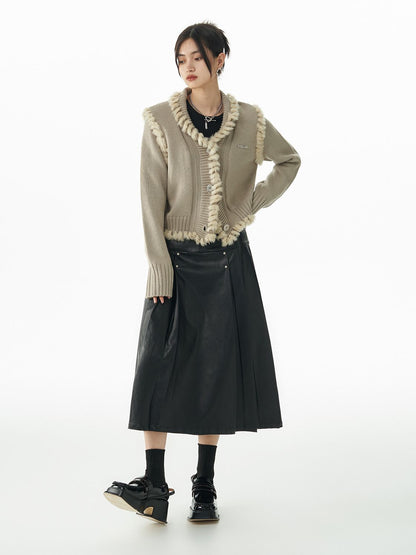 Leather Cool Tack Flare Long-Skirt