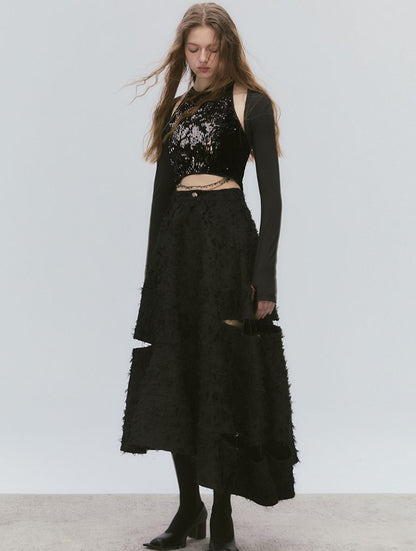 Chain Sequin LUSTER TOPS &amp; LONG-SKIRT